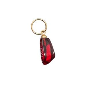 Red pomegranate seed pendant  with Gold Accent charm